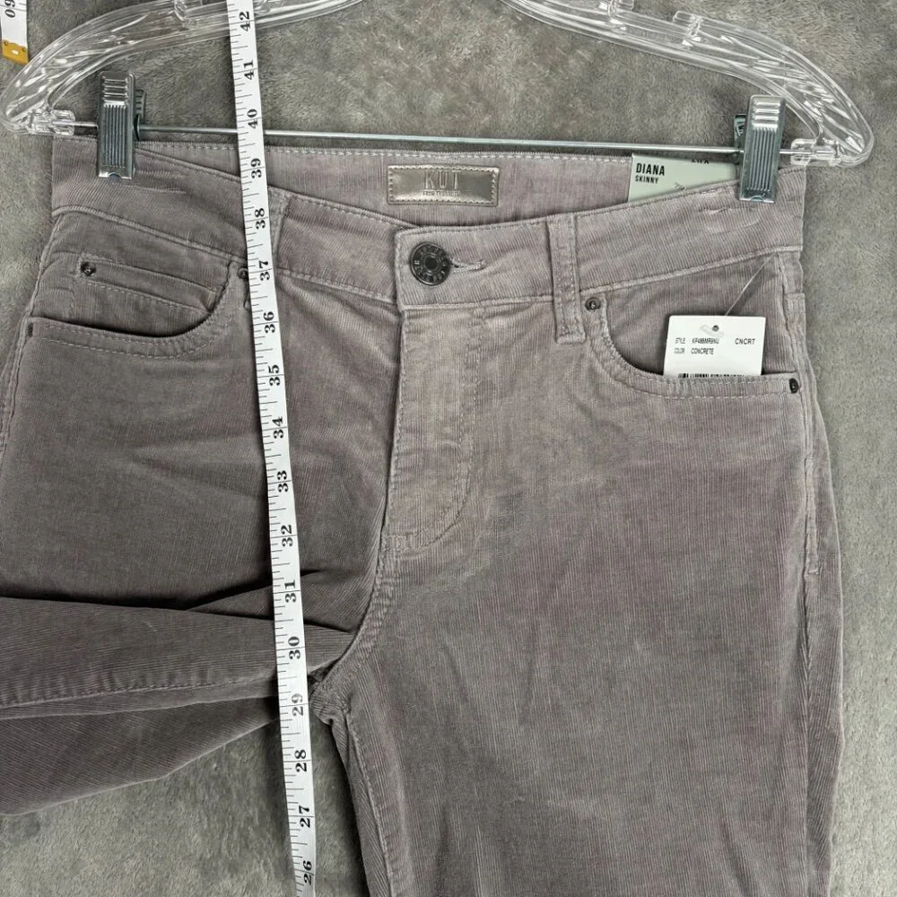 KUT From The Kloth Diana Skinny Pants Women’s 0 Concrete Gray Corduroy High Rise - Picture 6 of 8